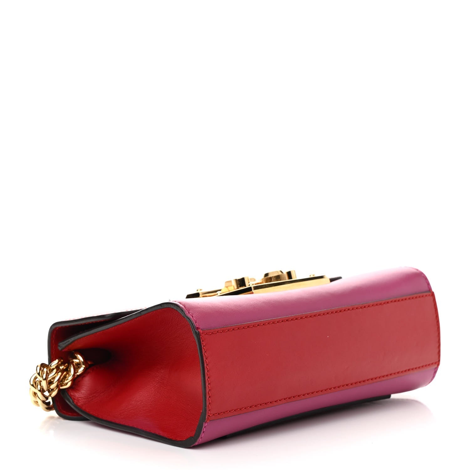 Calfskin Small Padlock Shoulder Bag New Rosette Hibiscus Red