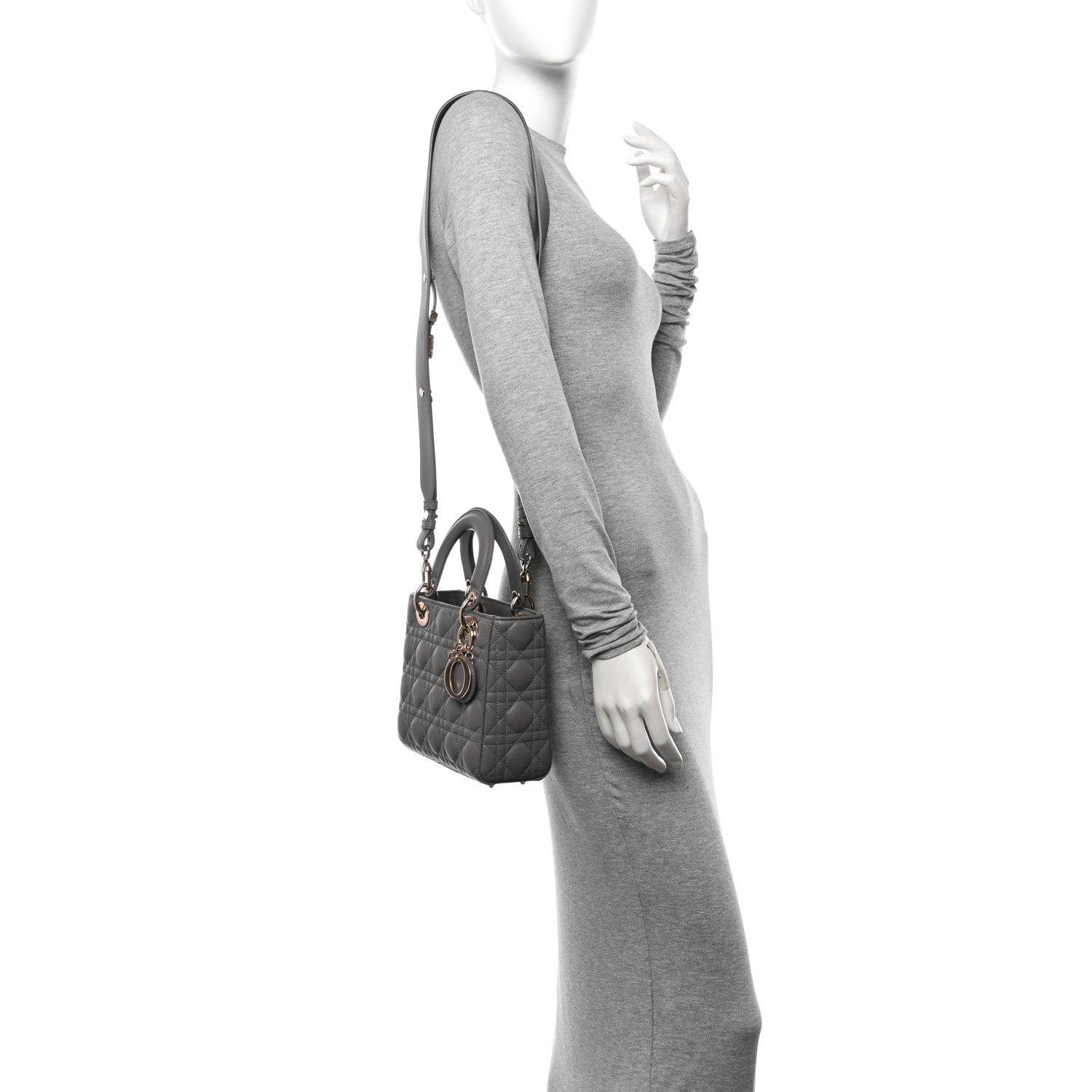Lambskin Cannage Small My ABCDior Lady Dior Grey