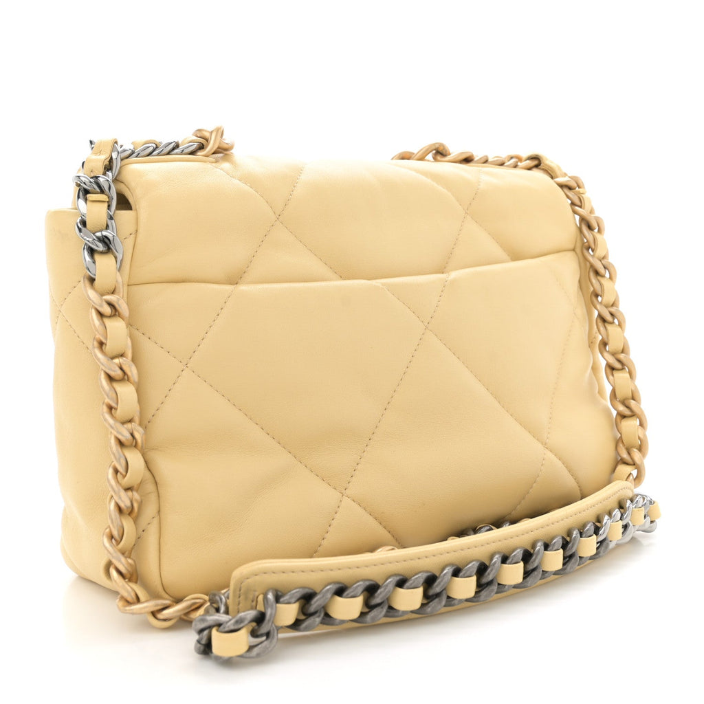 Lambskin Quilted Medium Chanel 19 Flap Yellow