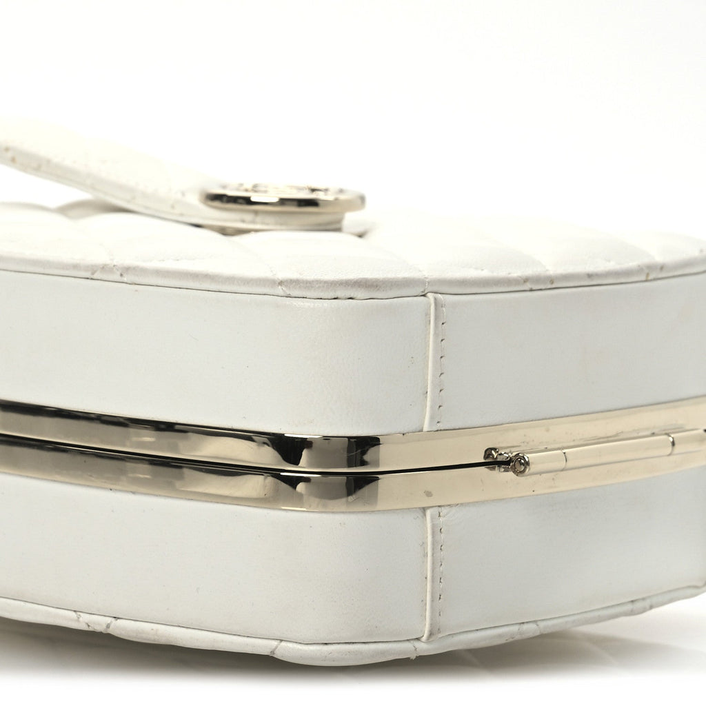 Lambskin Minaudiere Vanity With Handle White