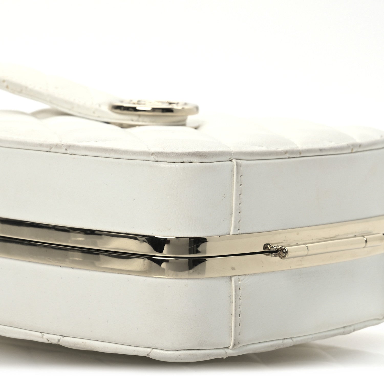 Lambskin Minaudiere Vanity With Handle White