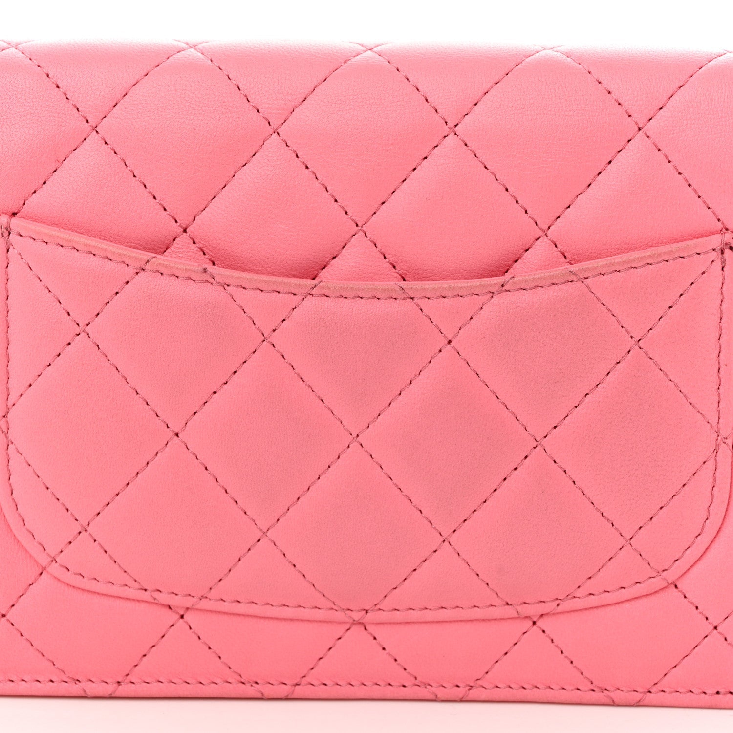 Lambskin Quilted CC Pearl Crush Wallet on Chain WOC Pink