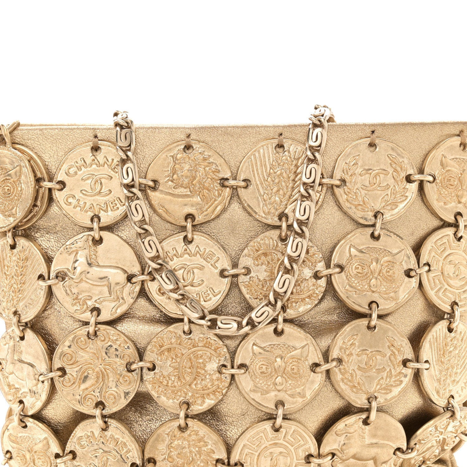 Metallic Calfskin Medallion Shoulder Bag Gold