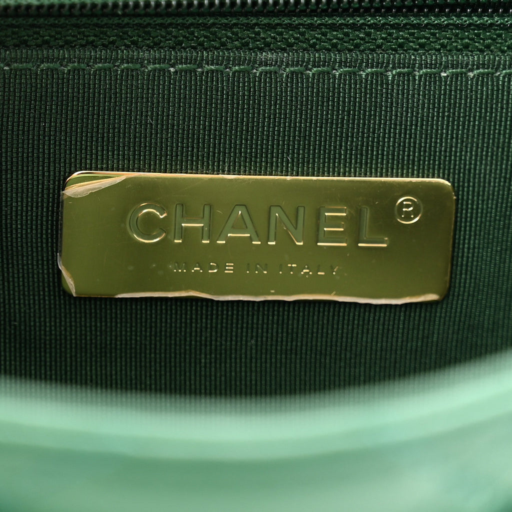 Lambskin Quilted Chain Infinity Top Handle Flap Green