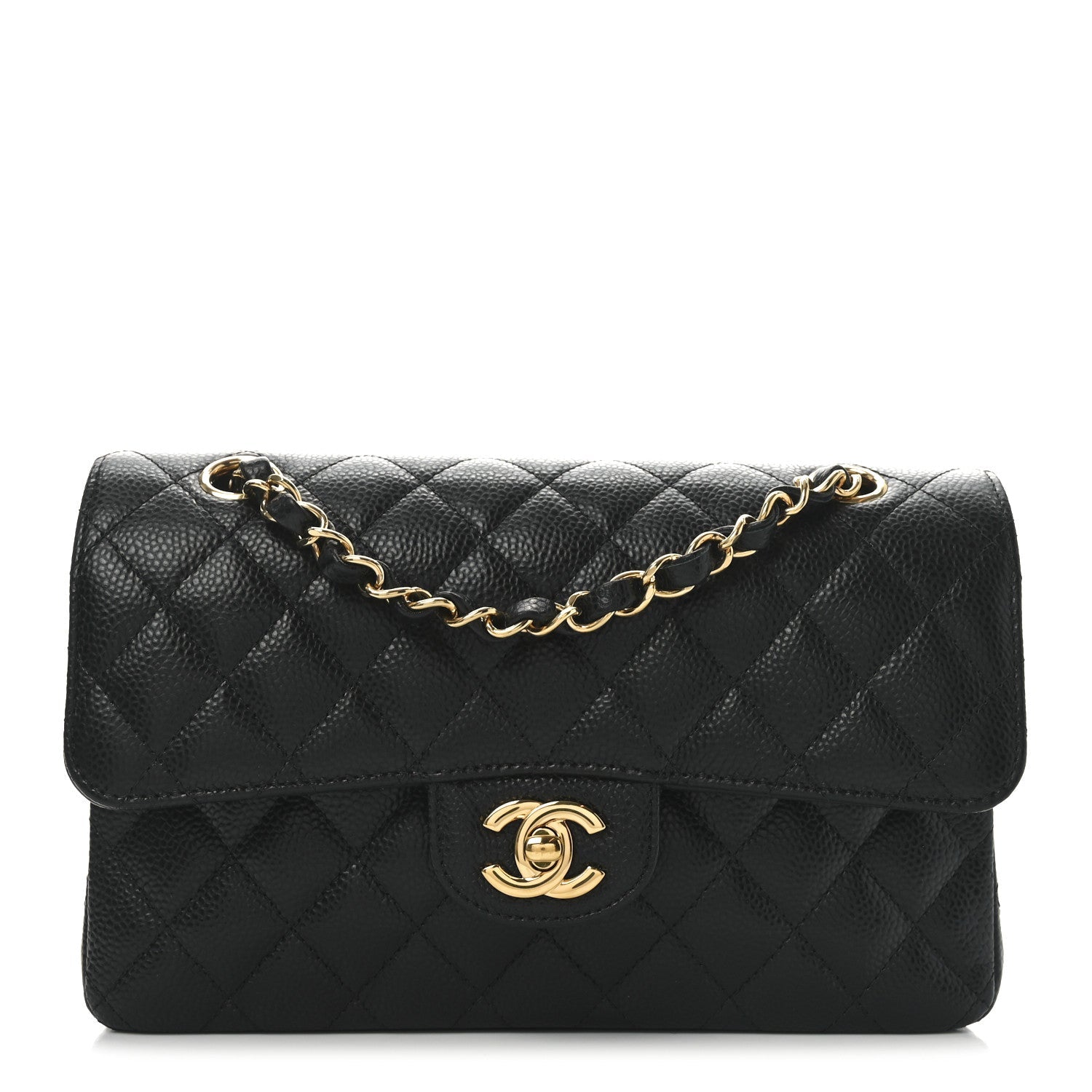 Caviar Quilted Small Double Flap Black