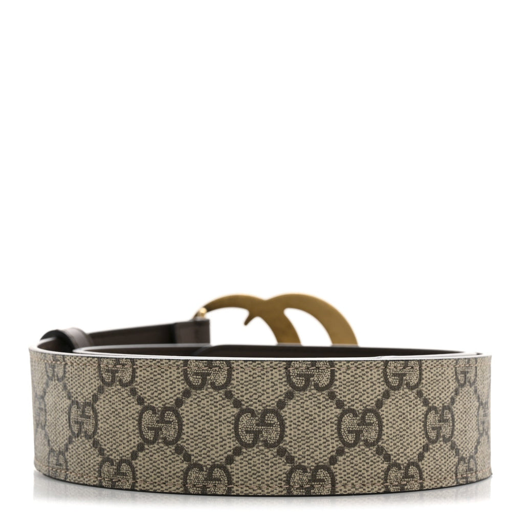 GG Supreme Monogram Matte Plutone Calfskin Double G 40mm Belt 80 32 Beige Ebony New Acero