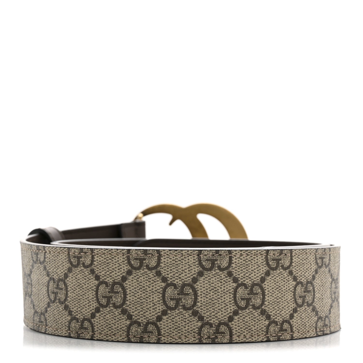 GG Supreme Monogram Matte Plutone Calfskin Double G 40mm Belt 80 32 Beige Ebony New Acero