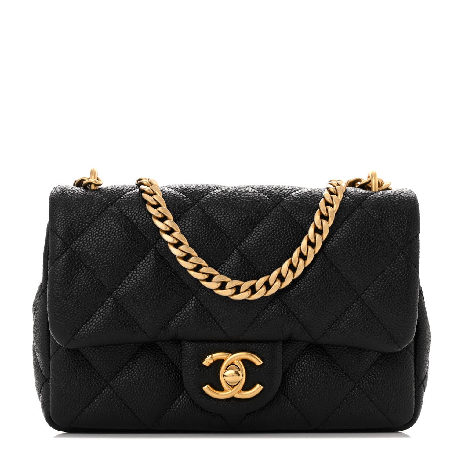 Caviar Quilted Mini Sweetheart Rectangular Flap Black