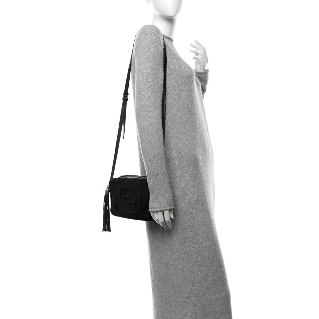 Pebbled Calfskin Small Soho Disco Bag Black