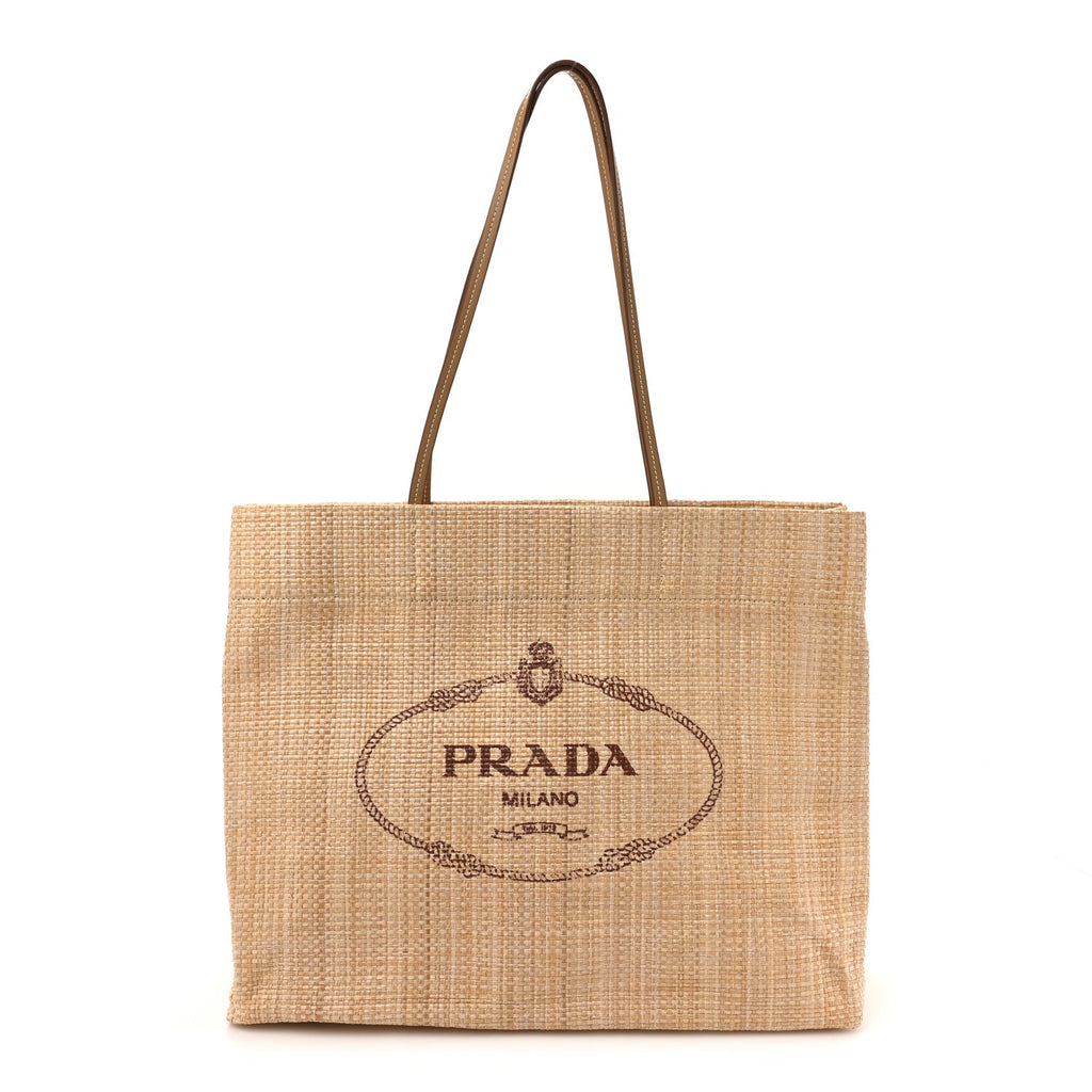 Raffia Logo Tote Naturale