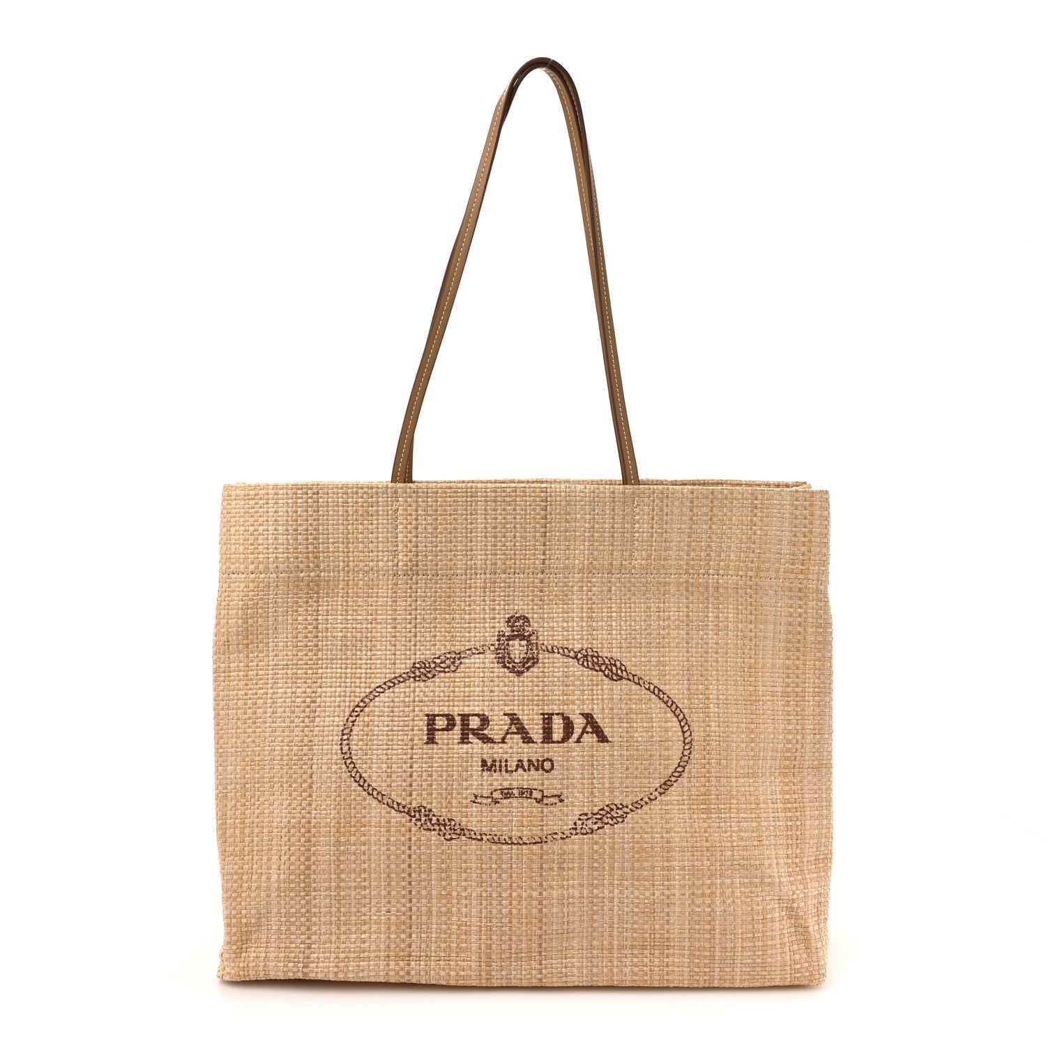 Raffia Logo Tote Naturale
