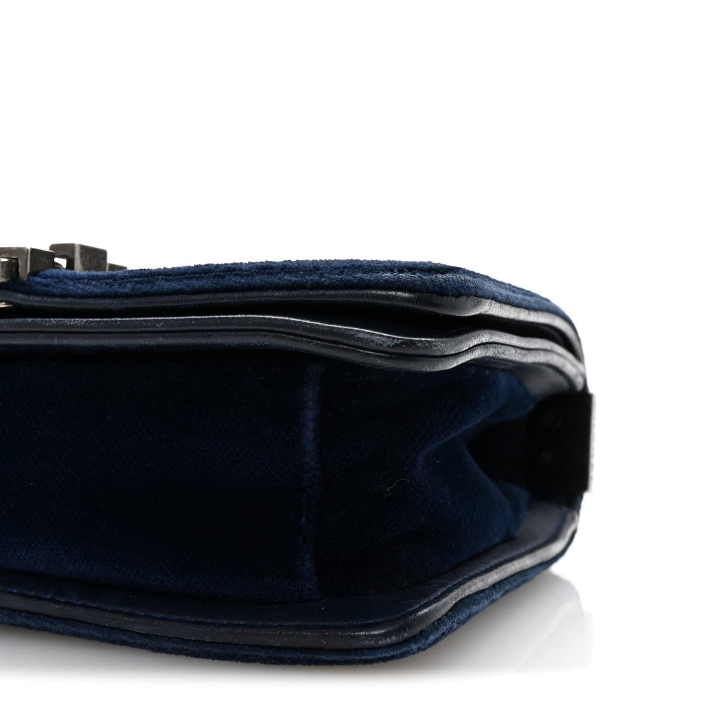 Velvet Quilted Small Boy Flap Blue