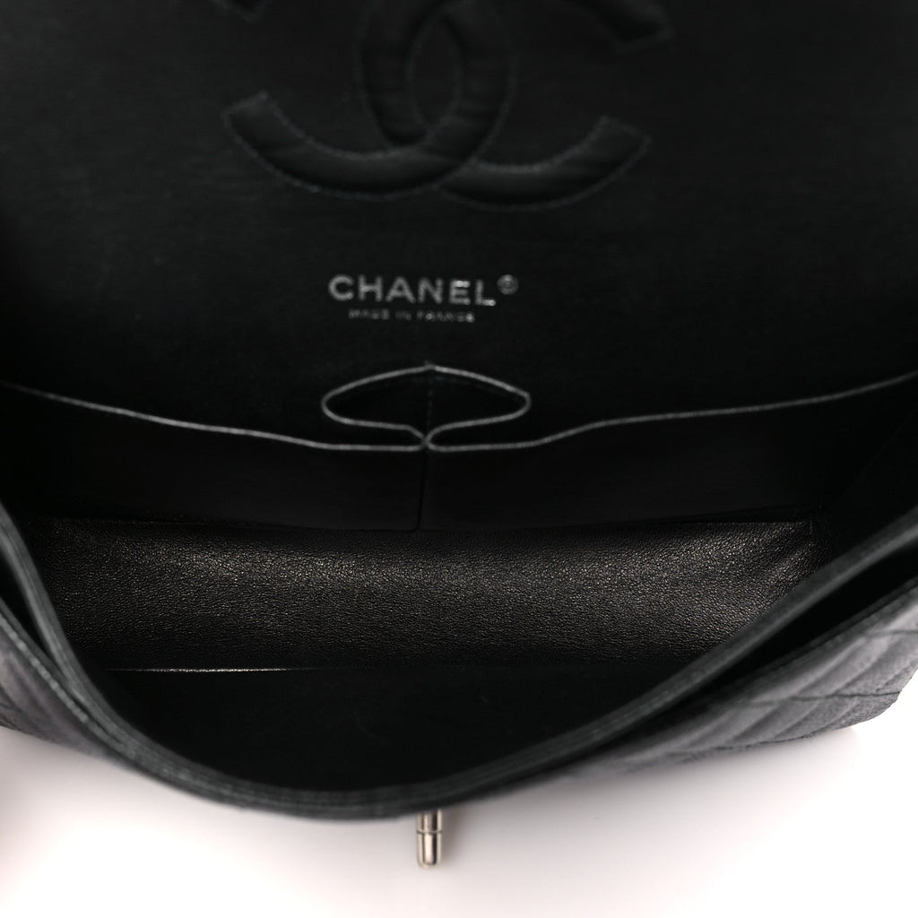 Caviar Quilted Medium Double Flap Black