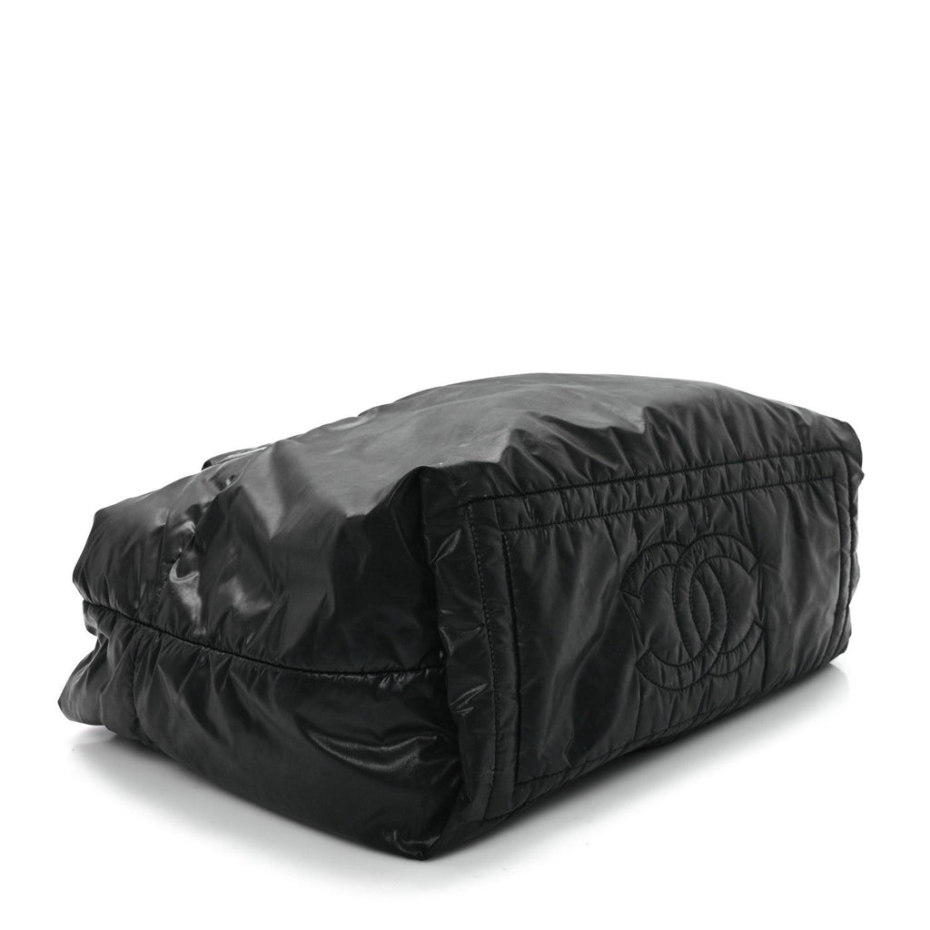 Nylon Quilted Coco Cocoon Reversible Tote Black
