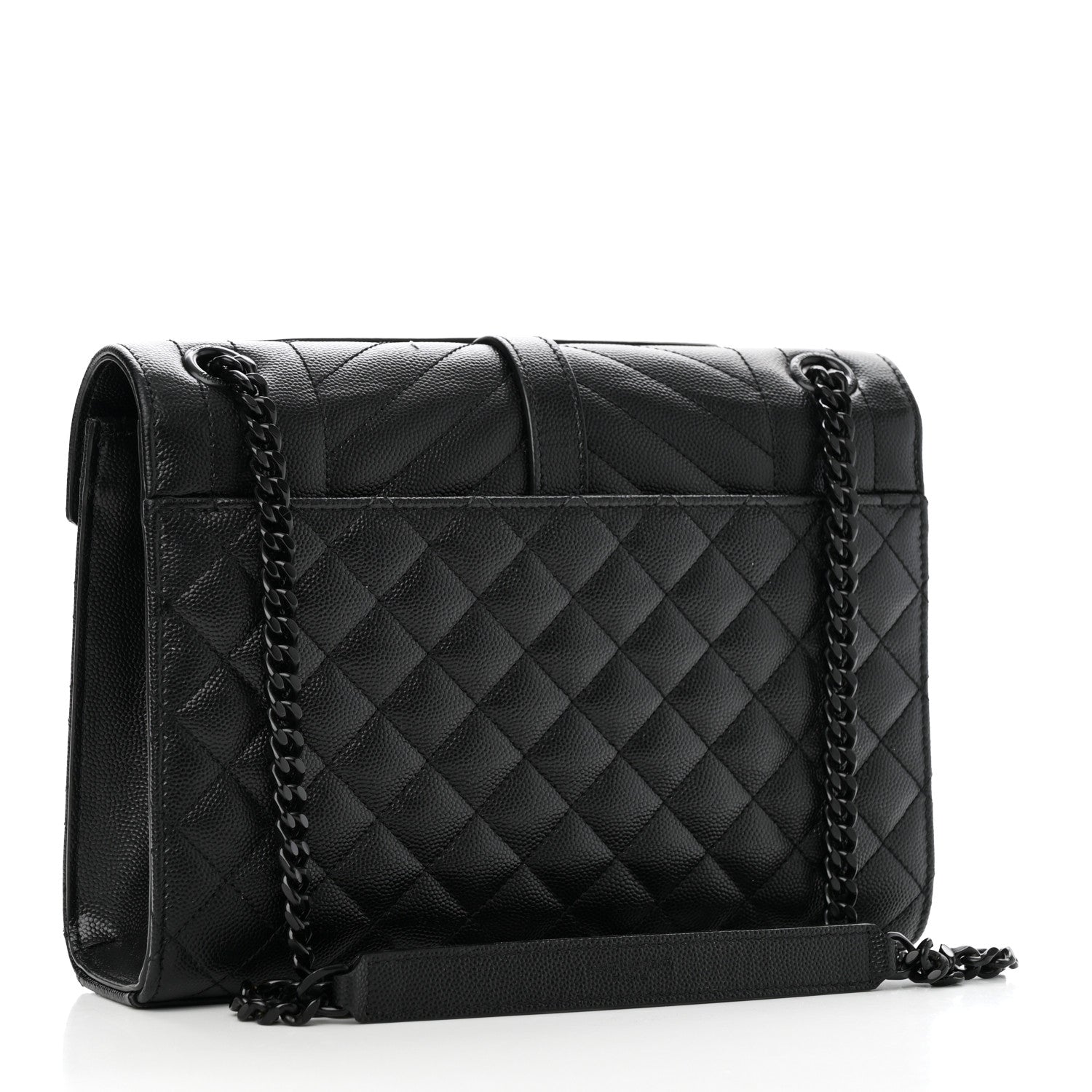 Grain De Poudre Textured Mixed Matelasse Triquilt Medium Monogram Monochrome Satchel Black