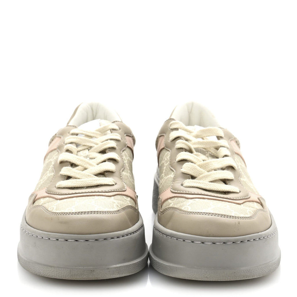 Calfskin GG Supreme Monogram Perforated Womens Platform 55mm Sneakers 38 Apricot Pink Beige Grey