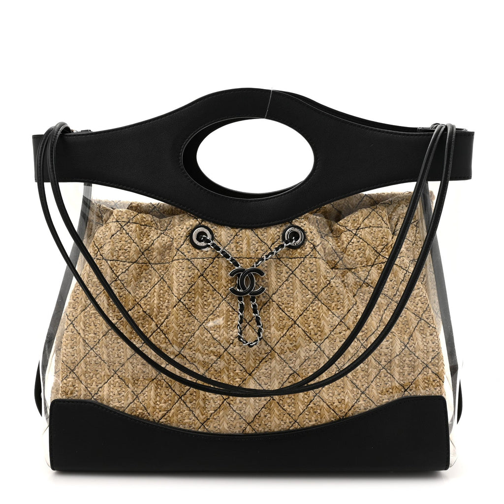 Calfskin PVC Quilted Chanel 31 Bag Black
