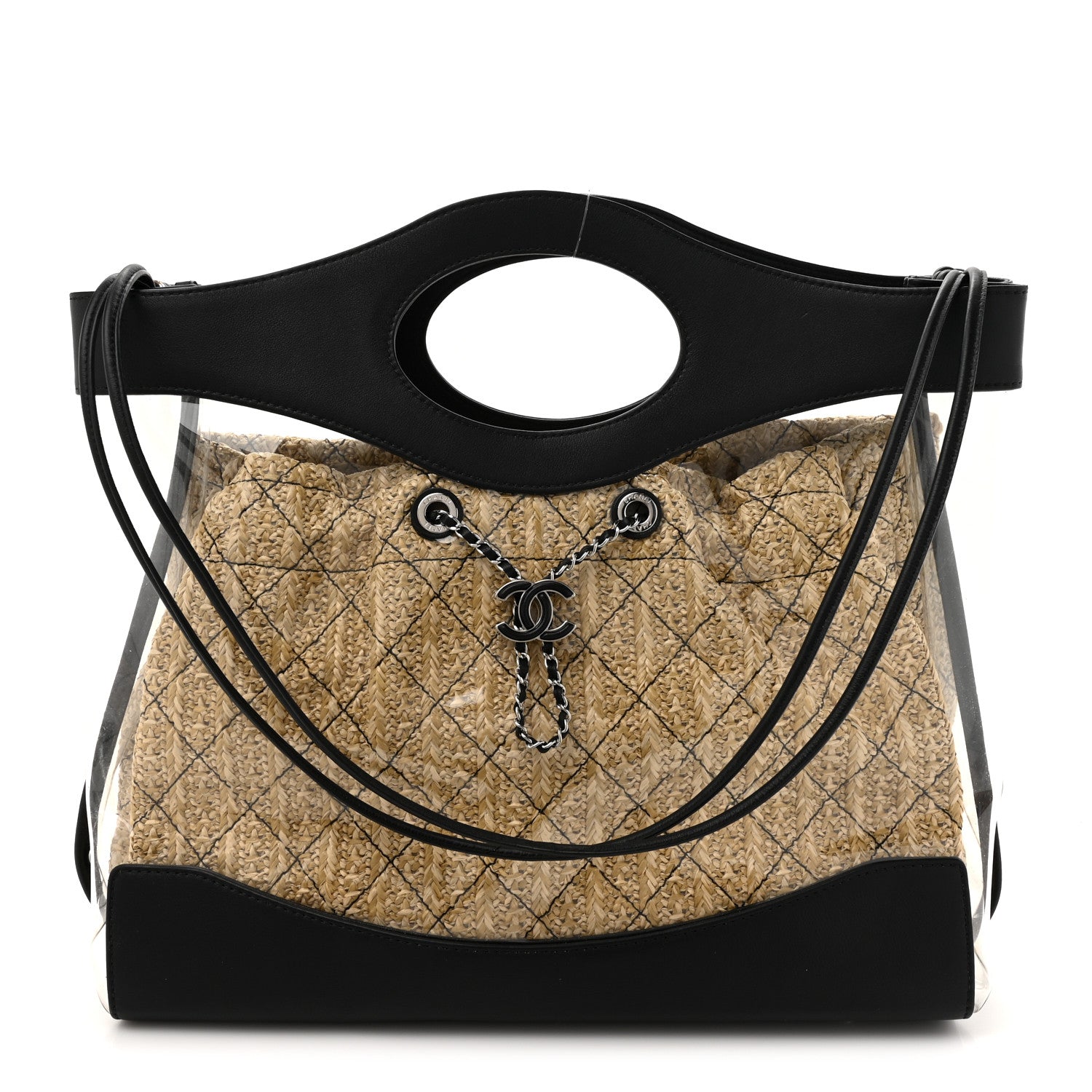 Calfskin PVC Quilted Chanel 31 Bag Black