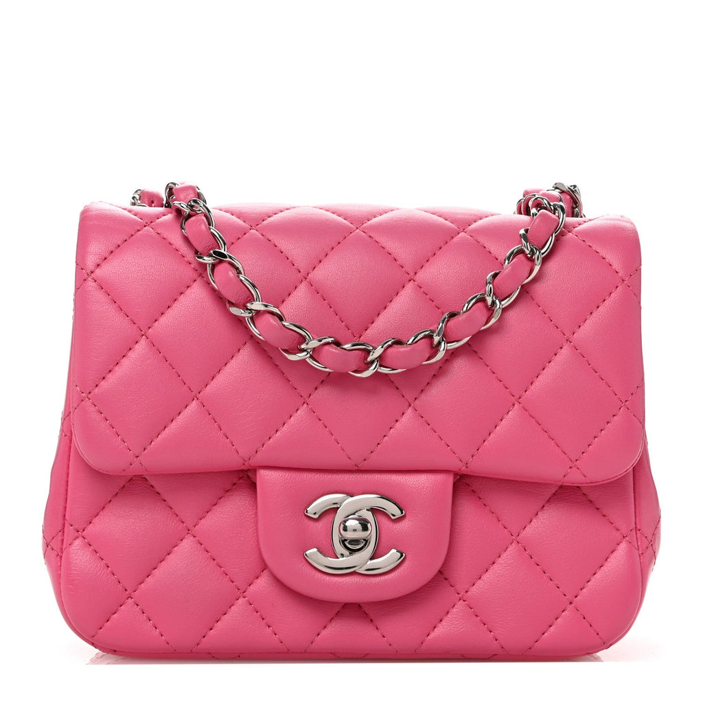 Lambskin Quilted Mini Square Flap Pink