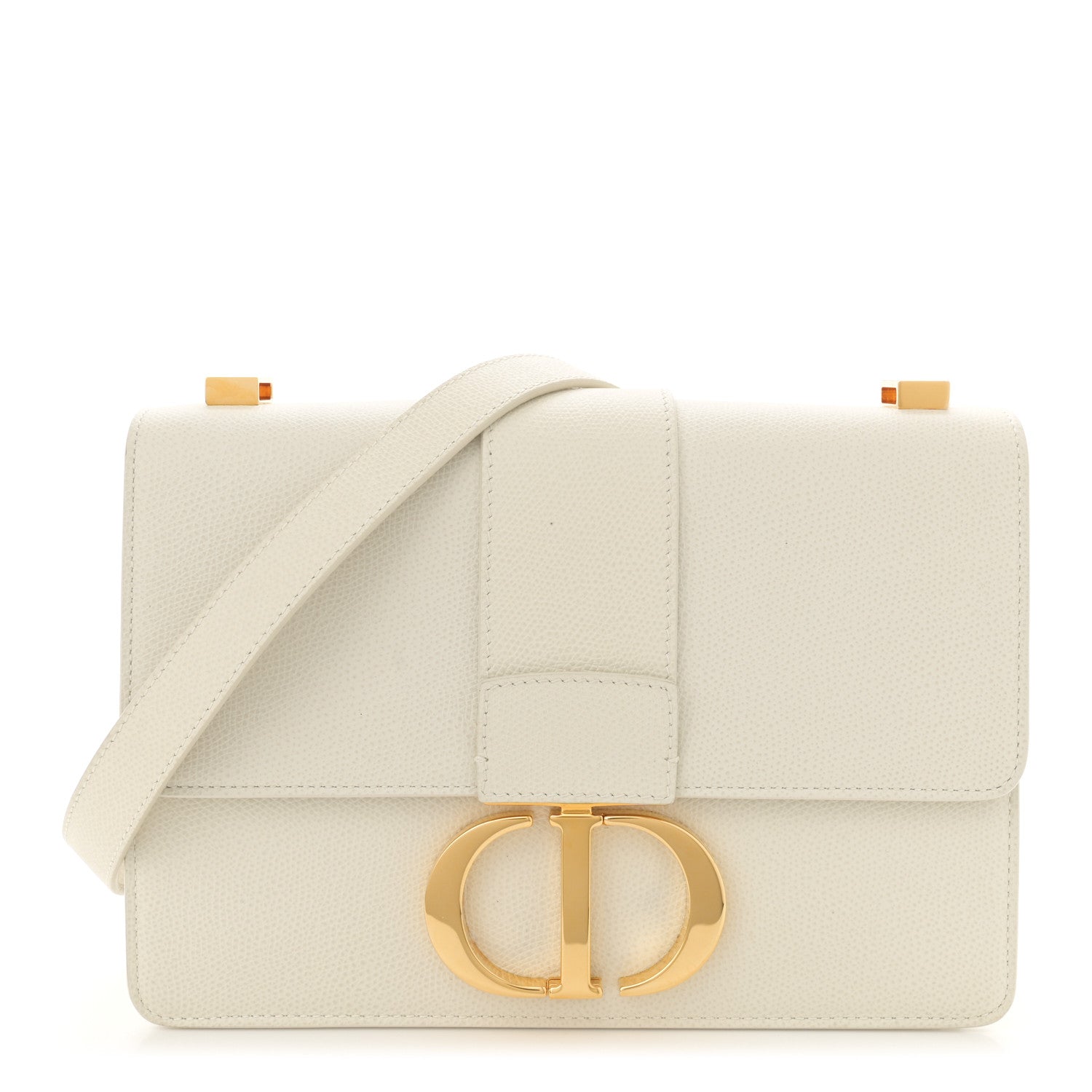 Grained Calfskin 30 Montaigne Flap Bag White