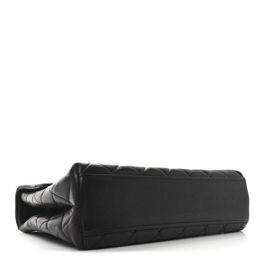 Lambskin Quilted Medium Kelly Flap Bag Black