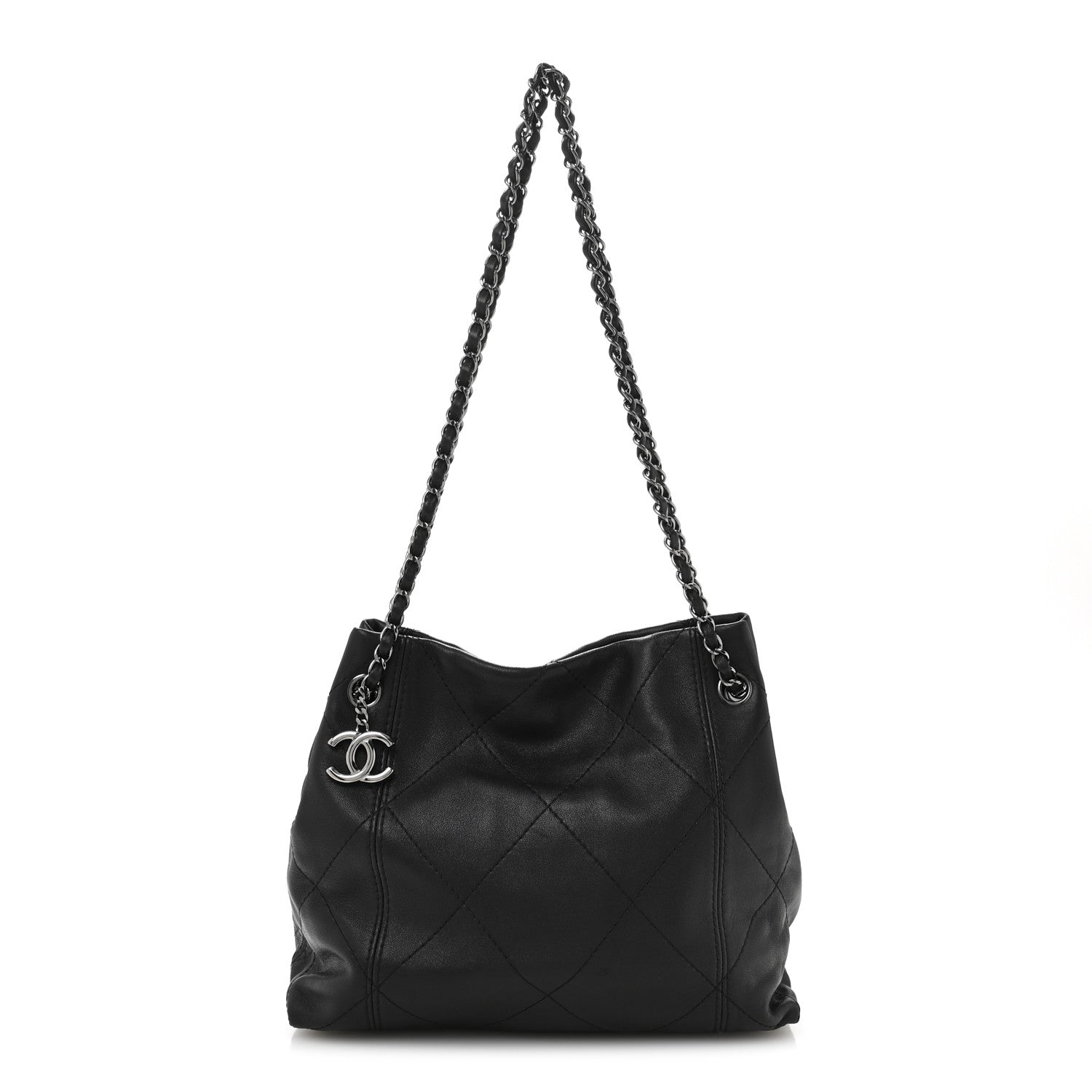 Lambskin Quilted Small Soft Touch Shoulder Bag Black