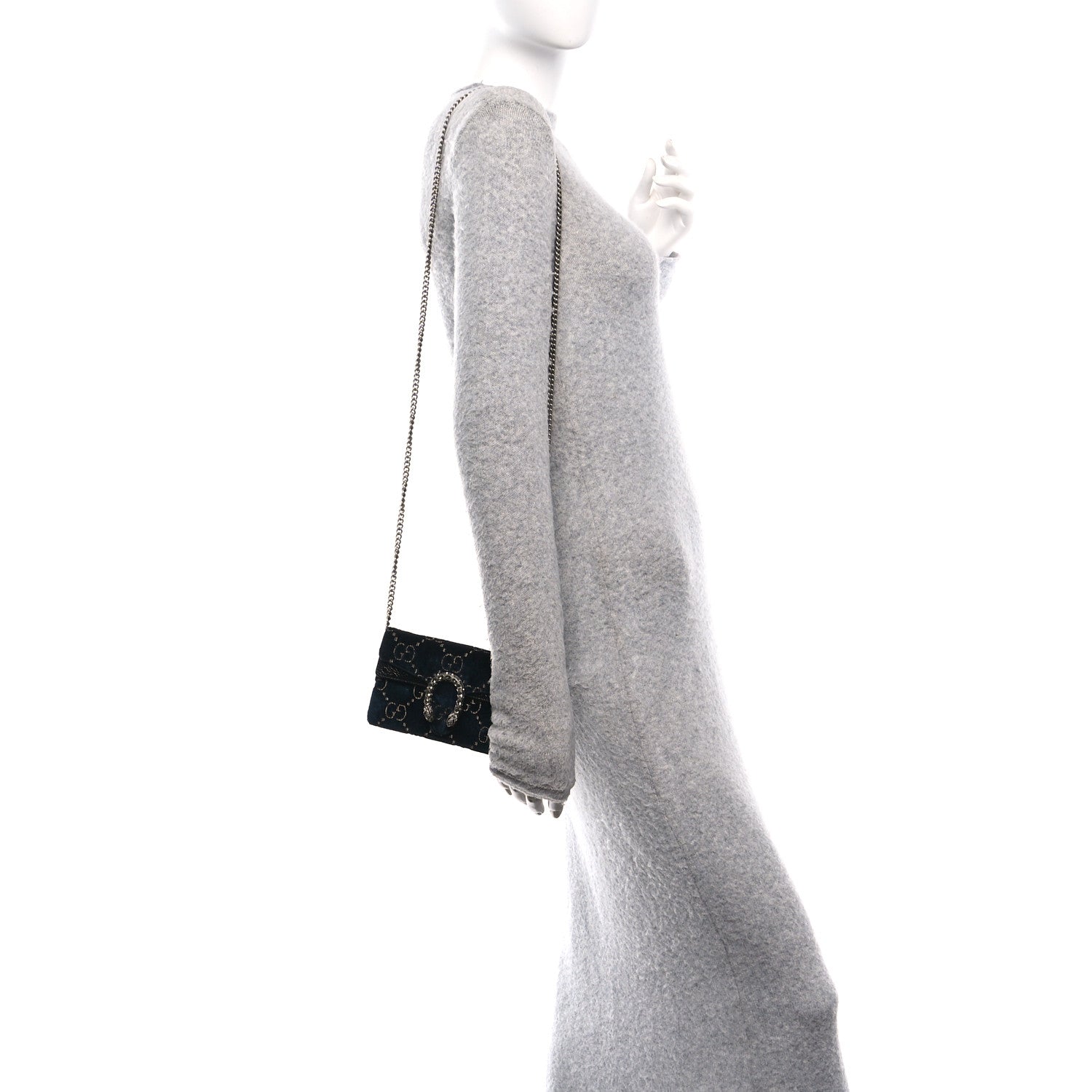 Velvet GG Monogram Super Mini Dionysus Shoulder Bag Blue Beige Black