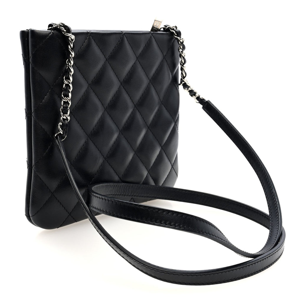 Lambskin Quilted Crossbody Bag Black