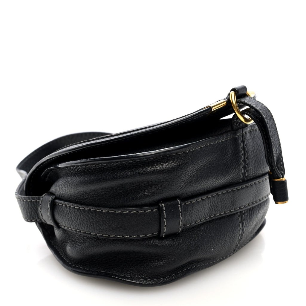 Calfskin Mini Marcie Round Crossbody Bag Black