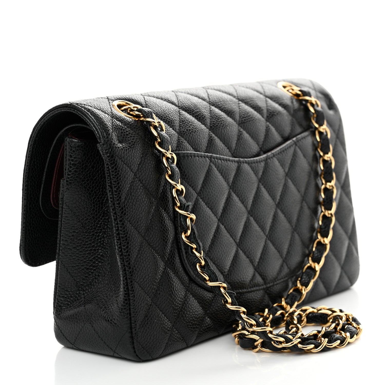 Caviar Quilted Medium Double Flap Black