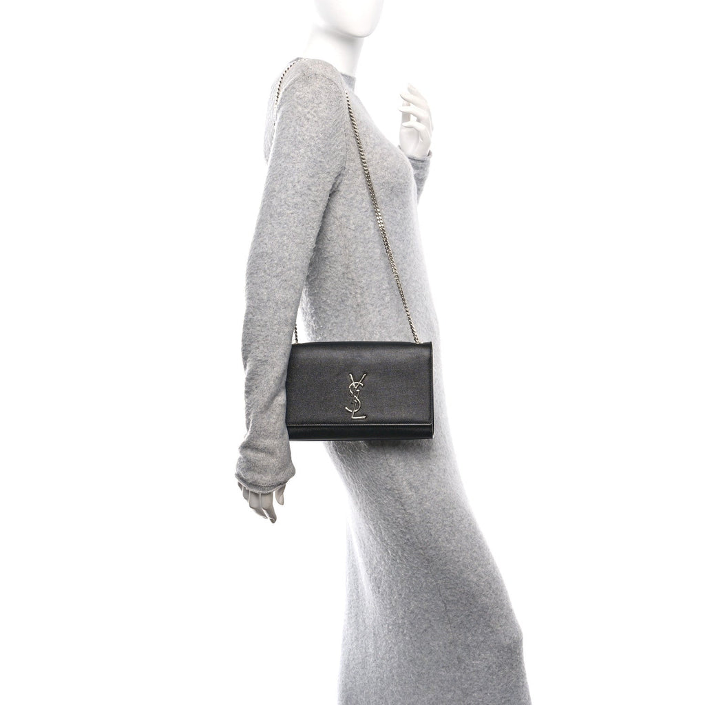 Grain De Poudre Medium Classic Monogram Kate Satchel Black