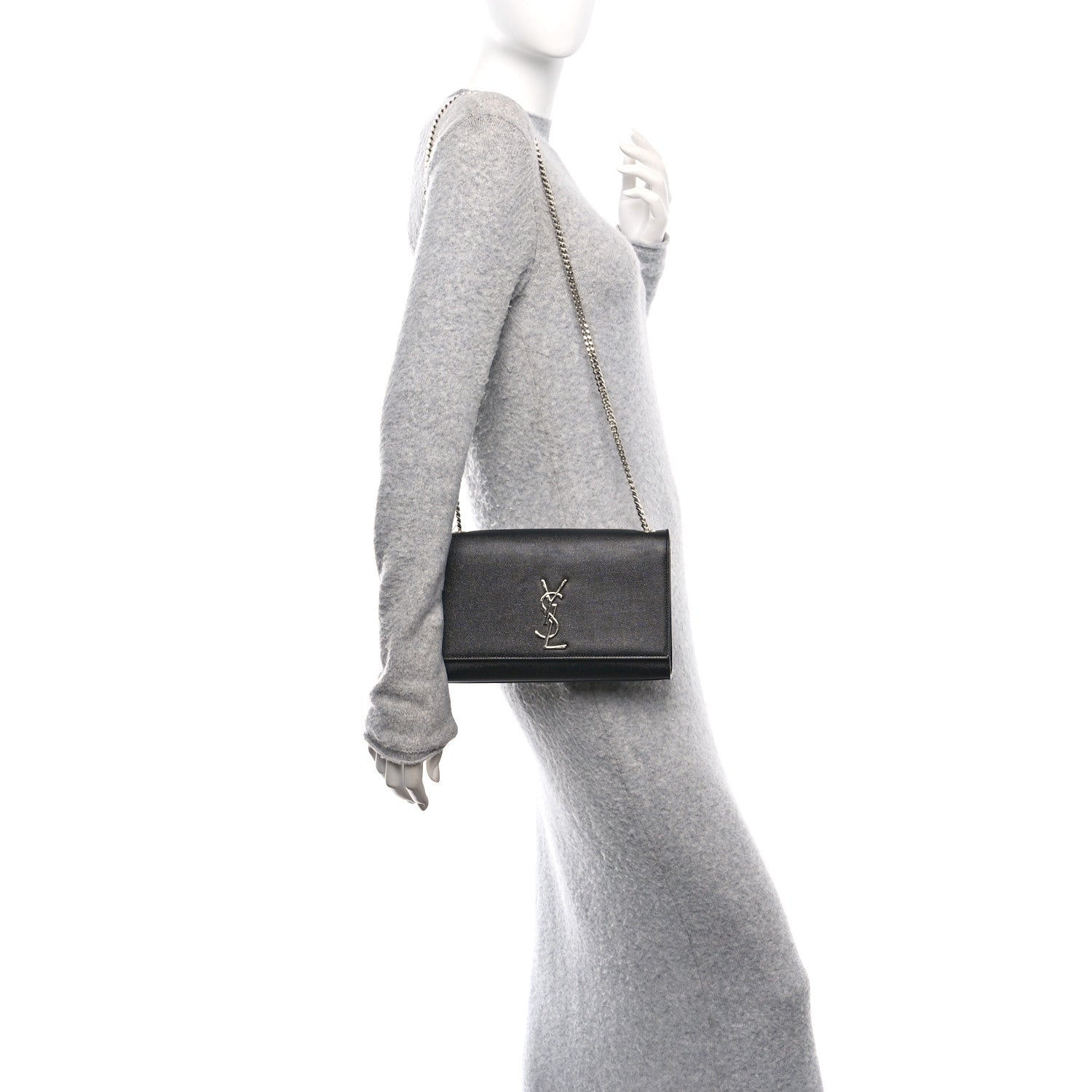Grain De Poudre Medium Classic Monogram Kate Satchel Black