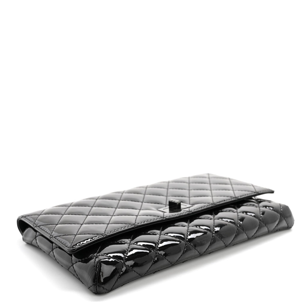 Patent Calfskin Quilted Reissue 2.55 Clutch So Black