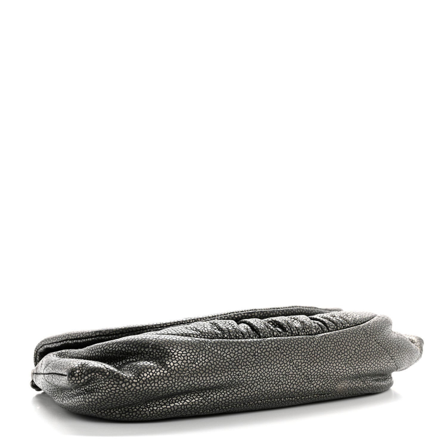 Metallic Caviar Half Moon Wallet On Chain WOC Dark Silver
