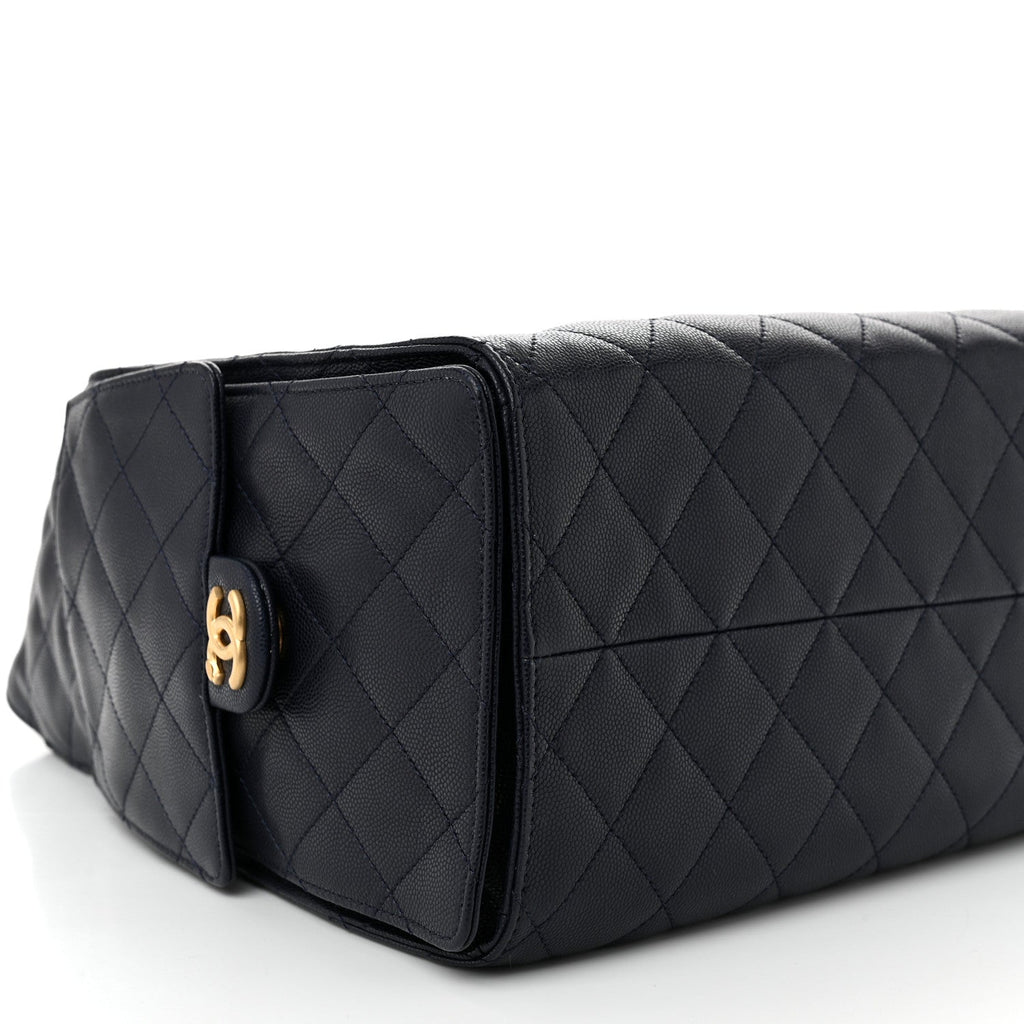 Caviar Quilted Medium Chanel 25 Handbag Dark Navy