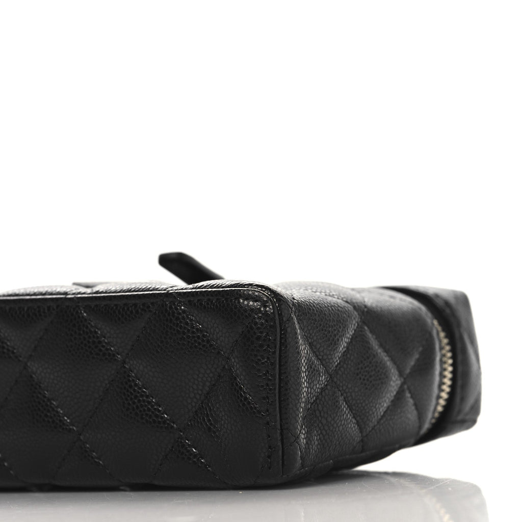 Caviar Quilted Top Handle Slim Vanity With Chain Black