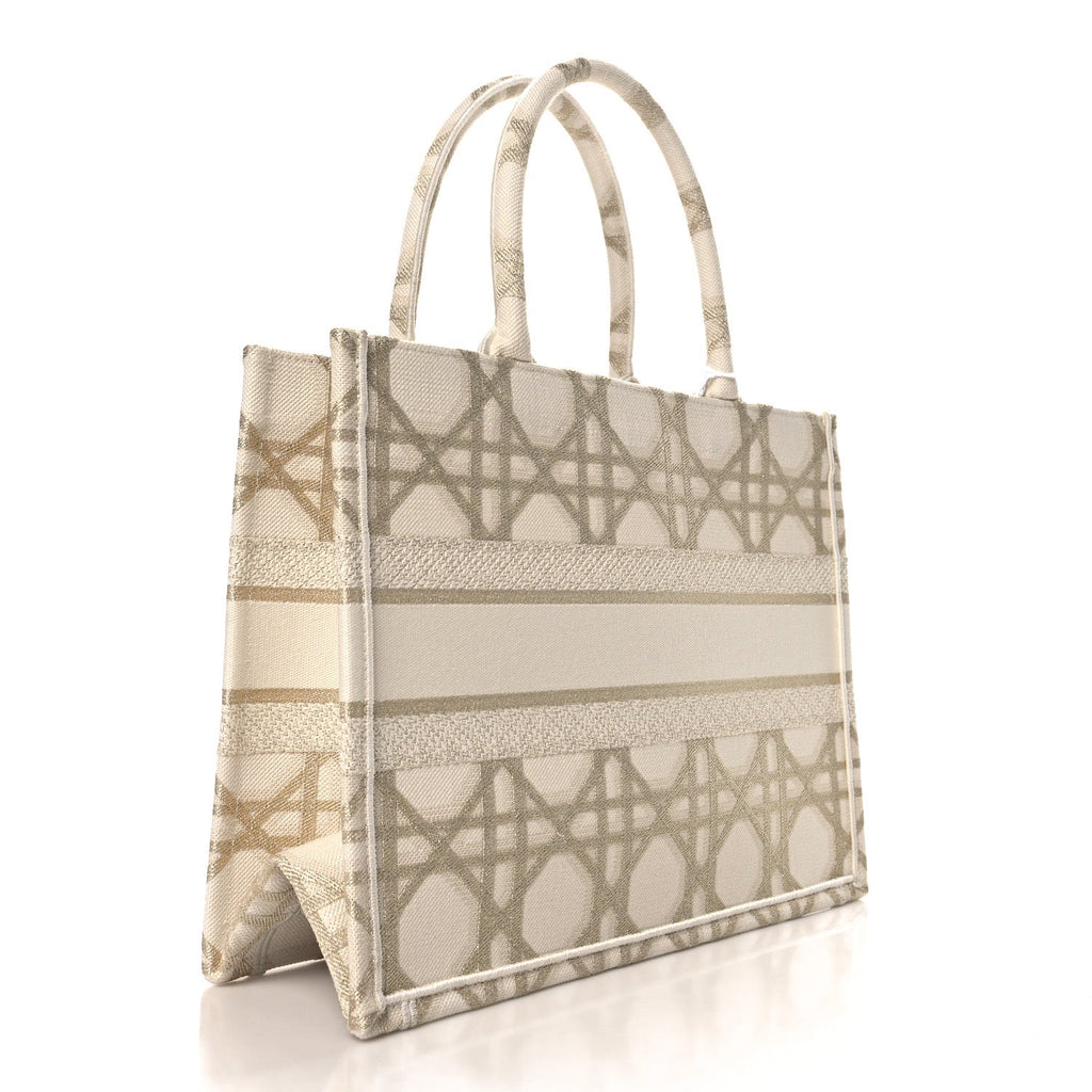 Canvas Embroidered Medium Book Tote Gold Multicolor