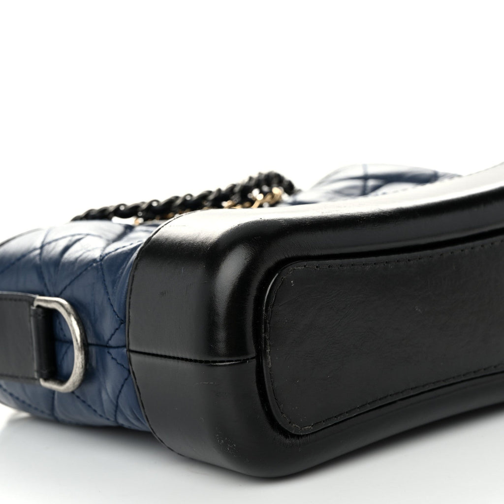 Aged Calfskin Quilted Small Gabrielle Hobo Navy Black