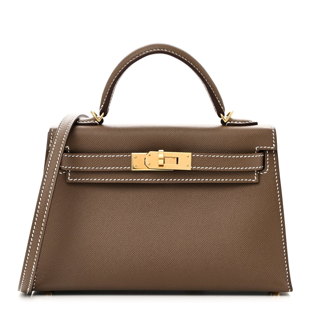 Madame Calfskin Mini Kelly Sellier 20 Etoupe
