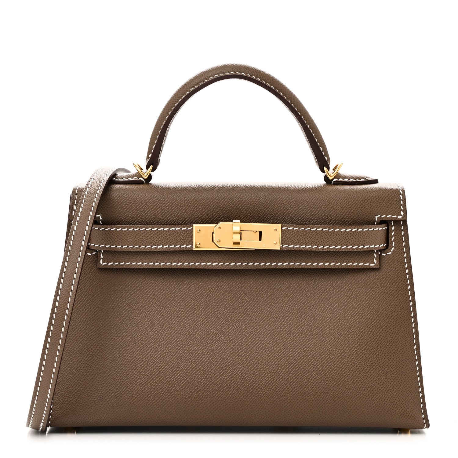 Madame Calfskin Mini Kelly Sellier 20 Etoupe