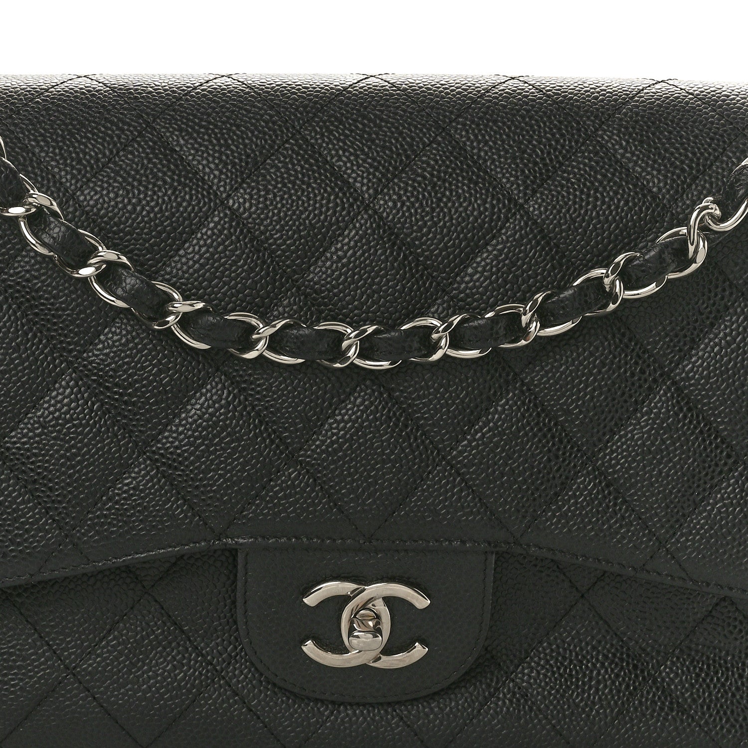 Caviar Quilted Jumbo Double Flap Black
