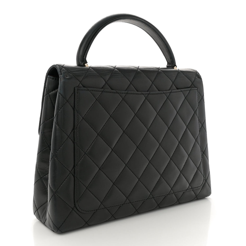 Lambskin Quilted Jumbo Kelly Flap Bag Black