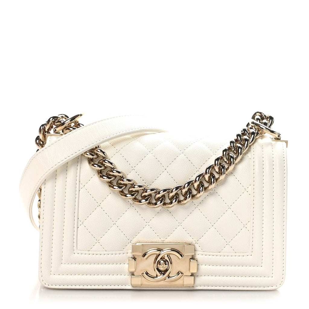Caviar Quilted Small Boy Flap White
