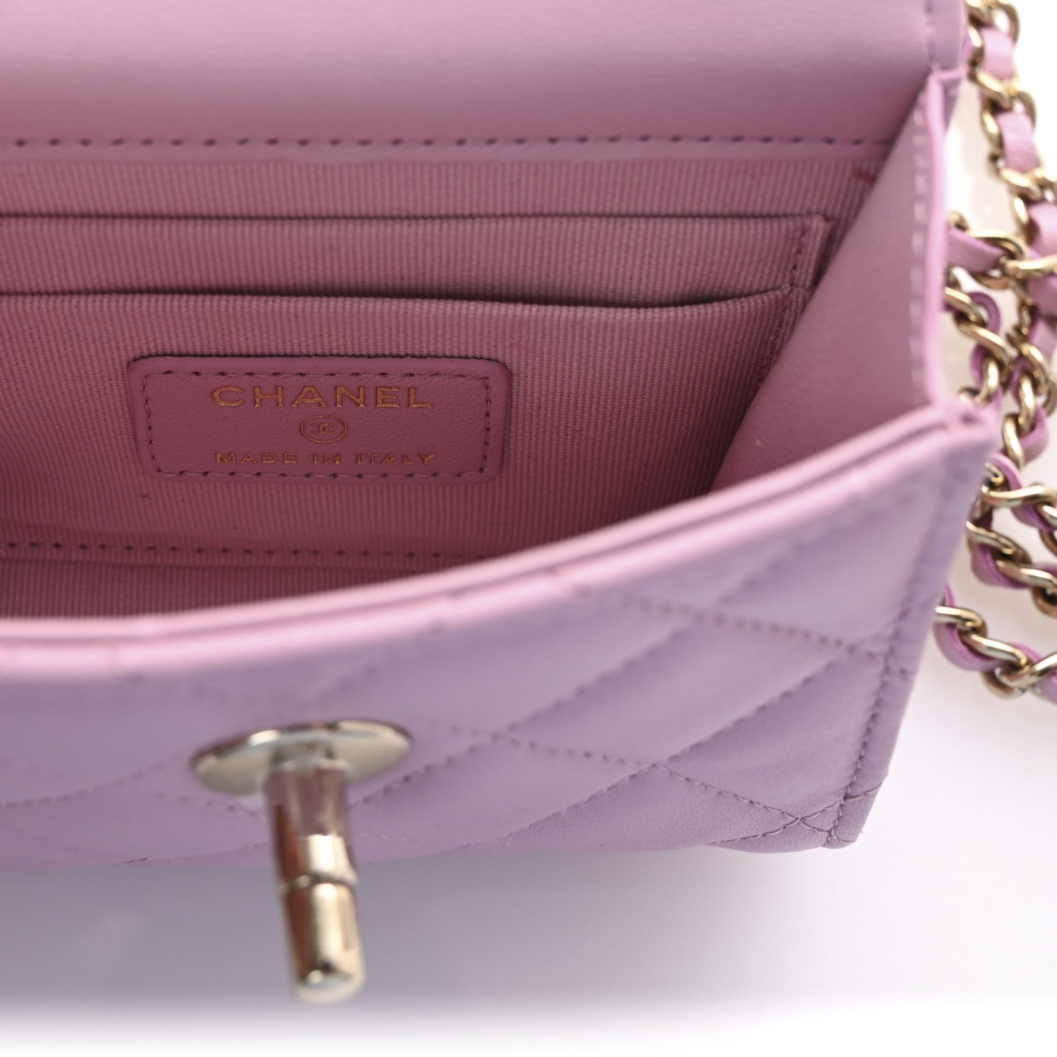 Lambskin Quilted Mini Trendy CC Clutch With Chain Pink