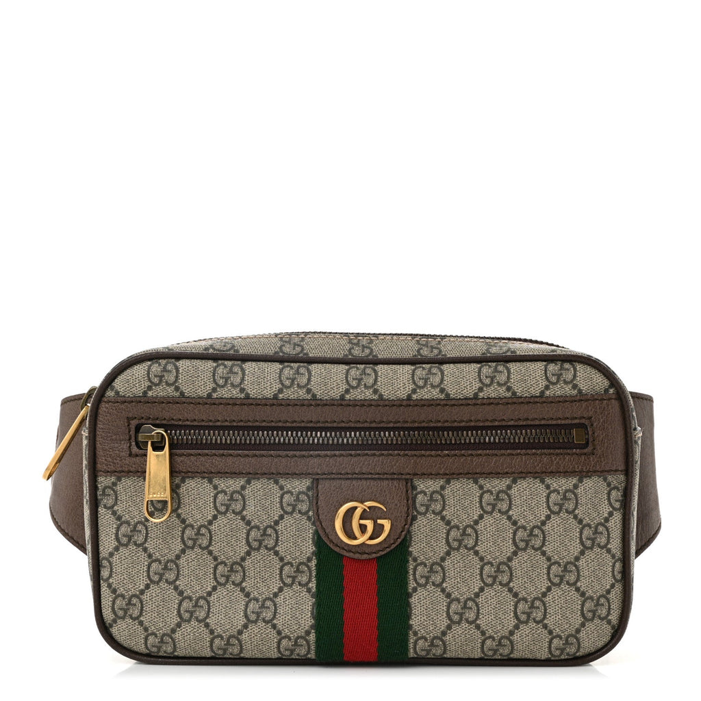 Soft GG Supreme Monogram Medium Ophidia Belt Bag Dark Brown