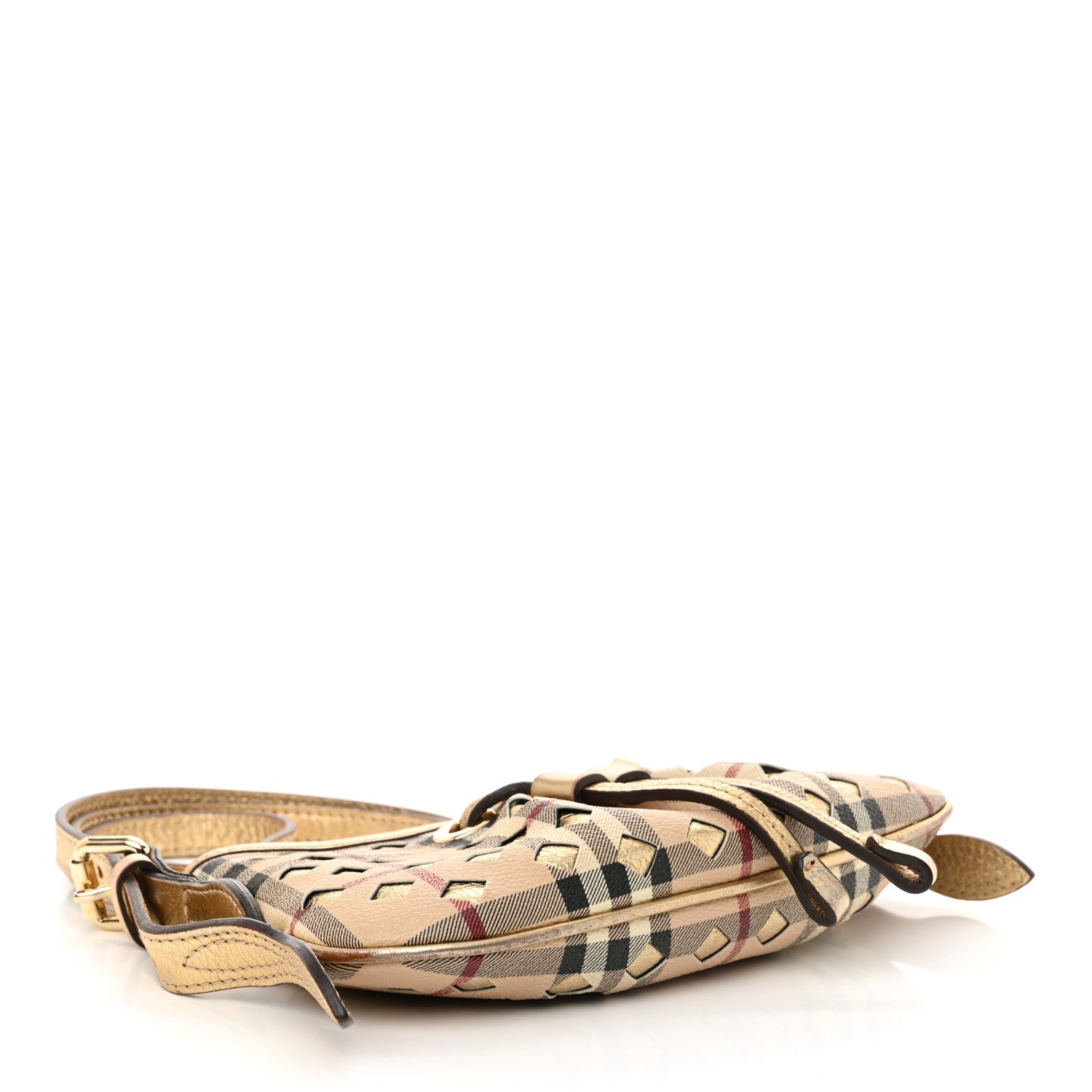 Haymarket Check Perforated Crossbody Gold