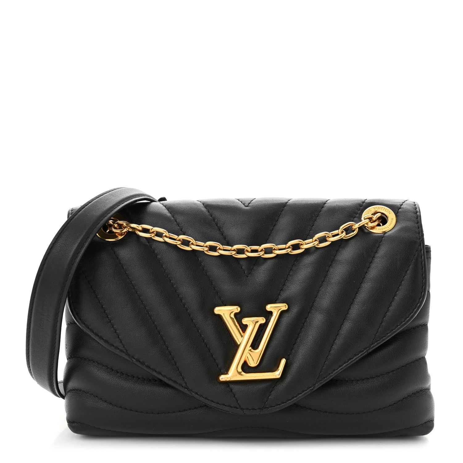 Calfskin New Wave Chain Bag MM NM Black