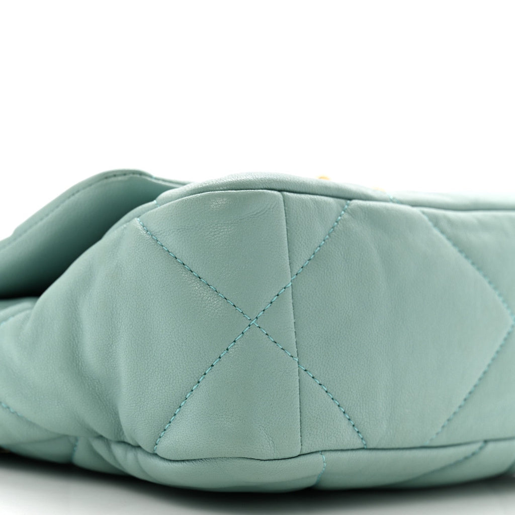 Goatskin Quilted Medium Chanel 19 Flap Light Blue
