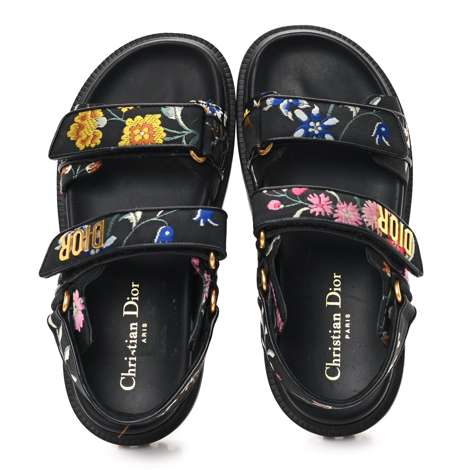 Technical Fabric Petites Fleurs Print Dioract Sandals 36.5 Black Multicolor