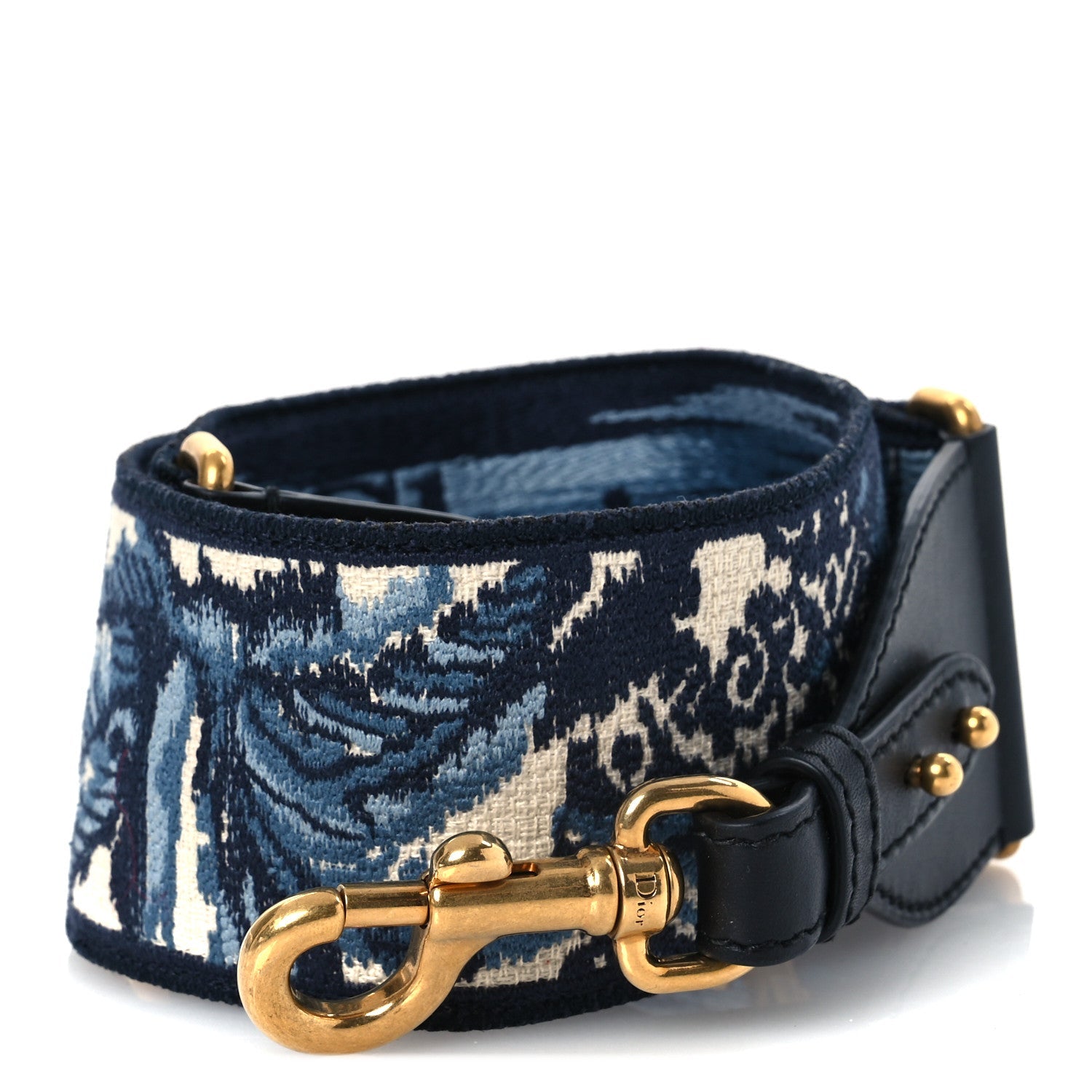 Canvas Embroidered Palm Tree Shoulder Strap Blue Multicolor
